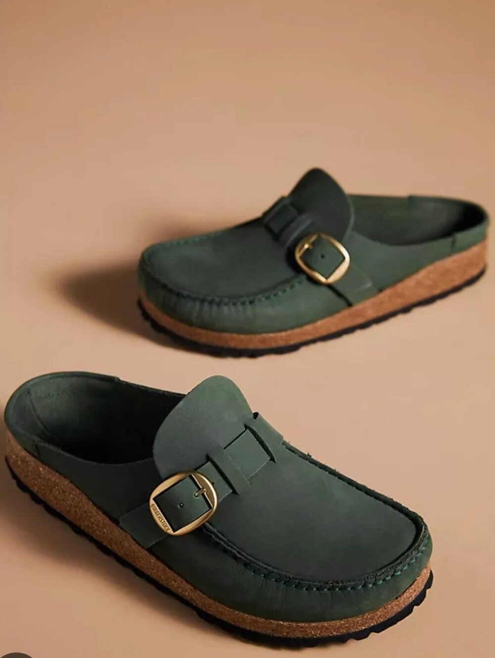 Birkenstock Buckley Slide Loafers with Buckle in Dark Green